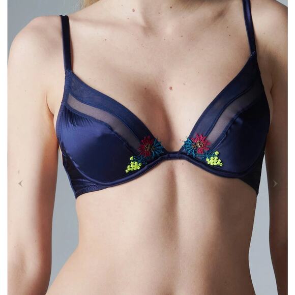 Simone Perele Lingerie Women Bra Elsa Floral Embroidered Night Blue - Picture 10 of 10